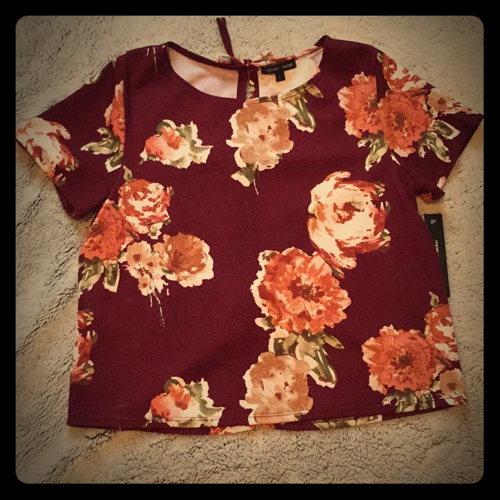 Maroon Floral Crop Top
